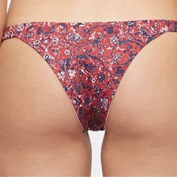 Tavik Heather Minimal Coverage Burgundy / Navy bikini bottom S - Picture 2 of 5